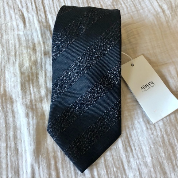 Armani Collezioni Dark Grey Stripe Tie NWT